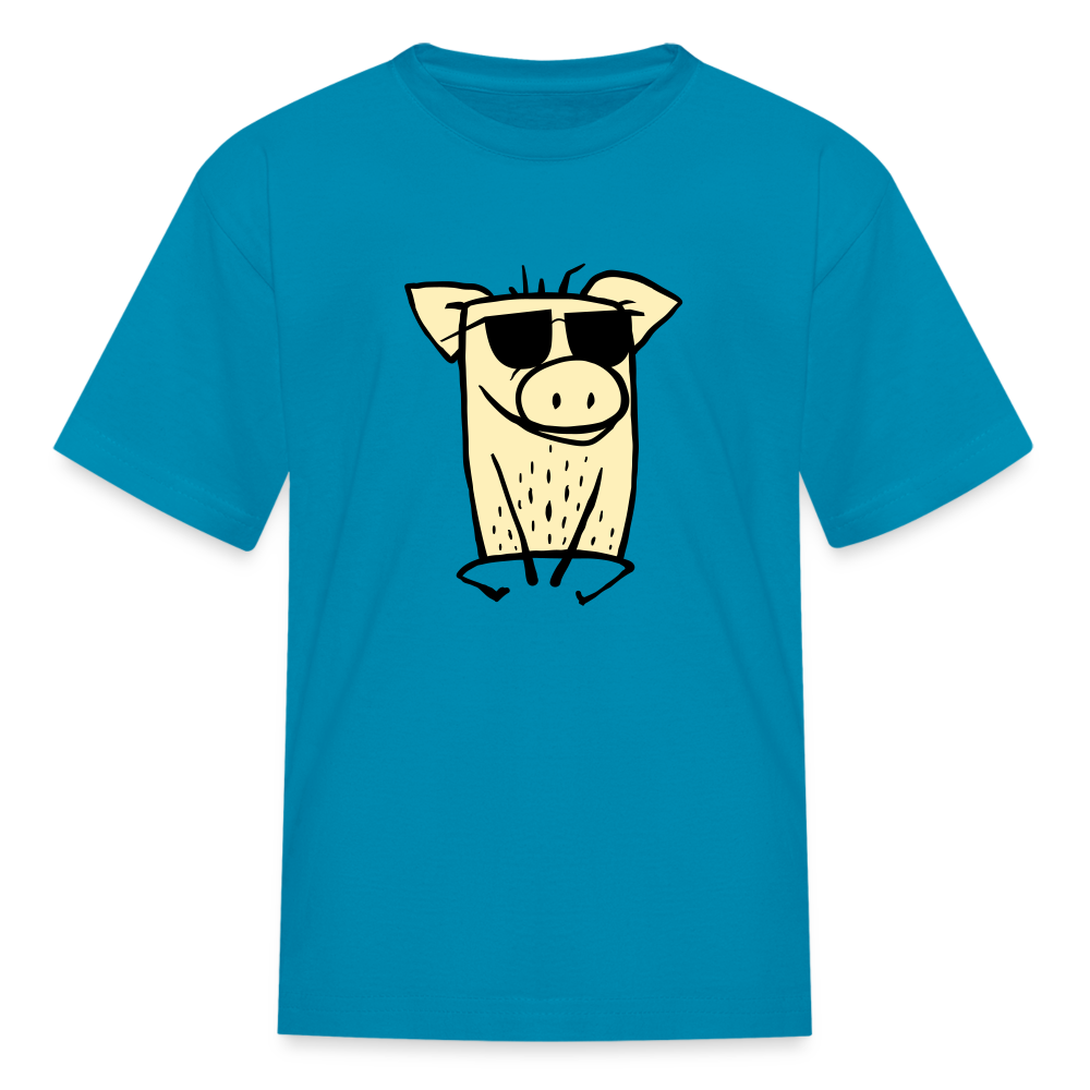 SIE CAPS "COOL PIG" Kids' Fruit of the Loom T-Shirt - turquoise