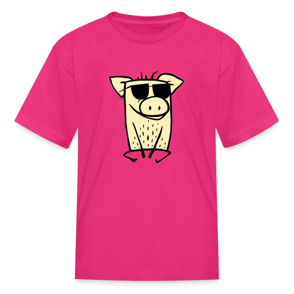 SIE CAPS "COOL PIG" Kids' Fruit of the Loom T-Shirt - fuchsia