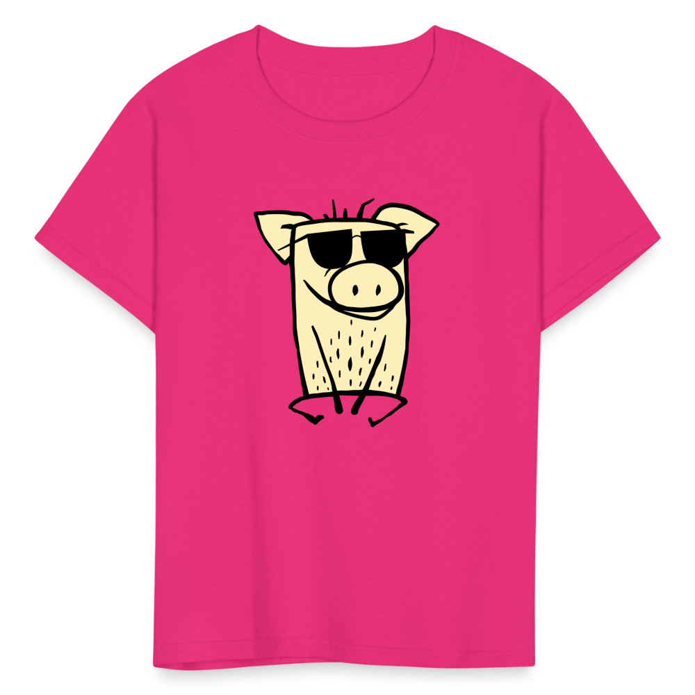 SIE CAPS "COOL PIG" Kids' Fruit of the Loom T-Shirt - fuchsia