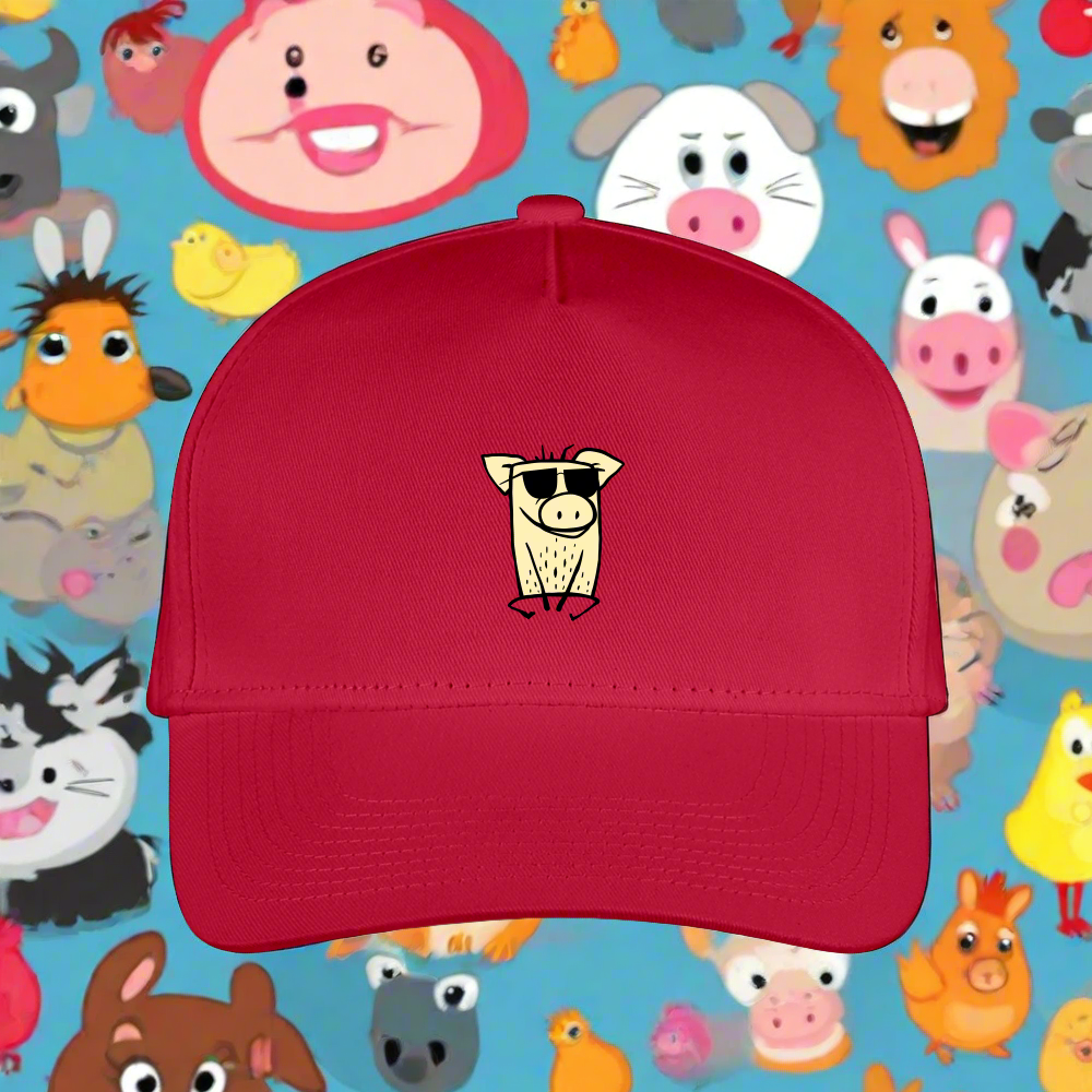 SIE CAPS "COOL PIG" Kid's Snapback Baseball Cap - red