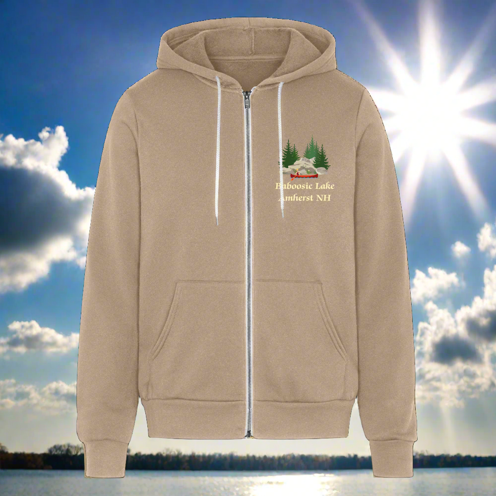 SIE CAPS "BABOOSIC LAKE" Authentic Bella + Canvas Unisex Full Zip Hoodie - tan