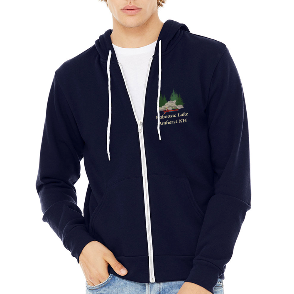 SIE CAPS "BABOOSIC LAKE" Authentic Bella + Canvas Unisex Full Zip Hoodie - navy