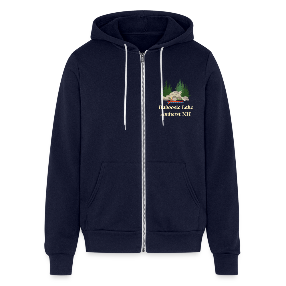 SIE CAPS "BABOOSIC LAKE" Authentic Bella + Canvas Unisex Full Zip Hoodie - navy