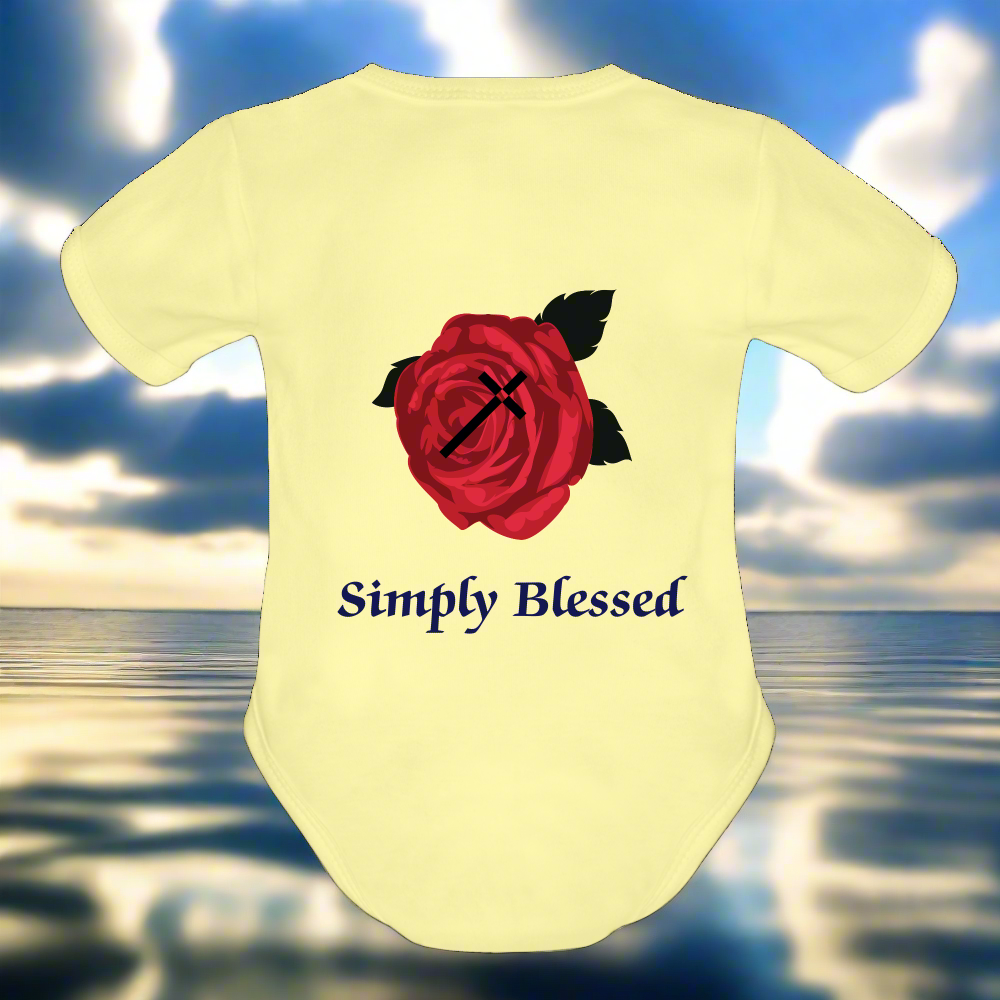 SIE CAPS SIMPLY BLESSED Organic Short Sleeve Baby Bodysuit - washed yellow