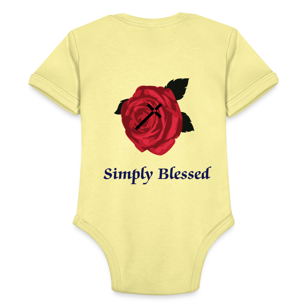 SIE CAPS SIMPLY BLESSED Organic Short Sleeve Baby Bodysuit - washed yellow