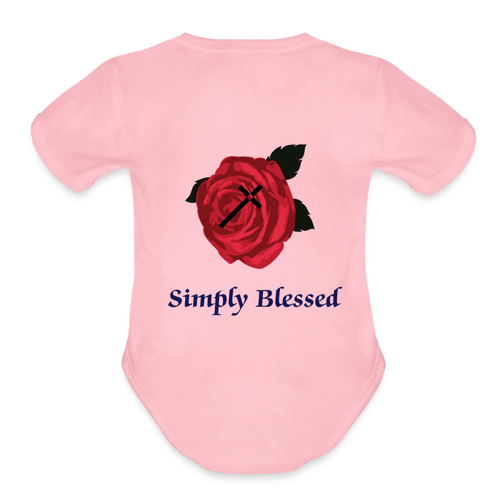 SIE CAPS SIMPLY BLESSED Organic Short Sleeve Baby Bodysuit - light pink