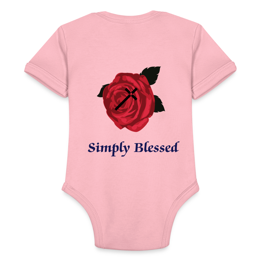 SIE CAPS SIMPLY BLESSED Organic Short Sleeve Baby Bodysuit - light pink