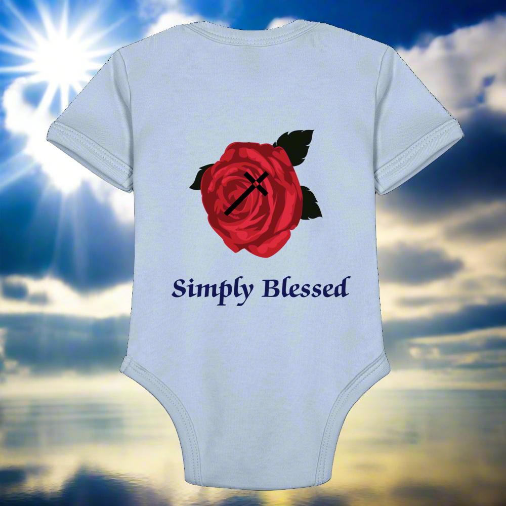 SIE CAPS SIMPLY BLESSED Organic Short Sleeve Baby Bodysuit - sky