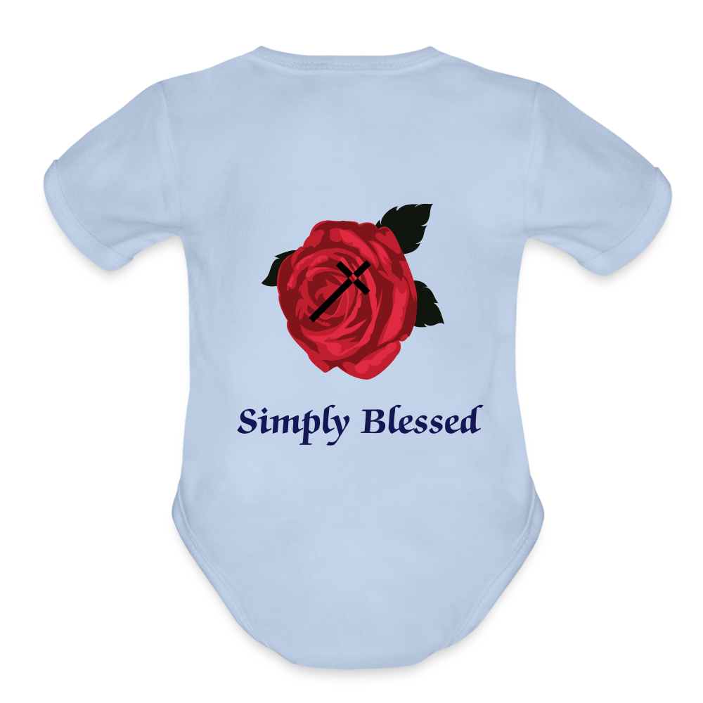 SIE CAPS SIMPLY BLESSED Organic Short Sleeve Baby Bodysuit - sky