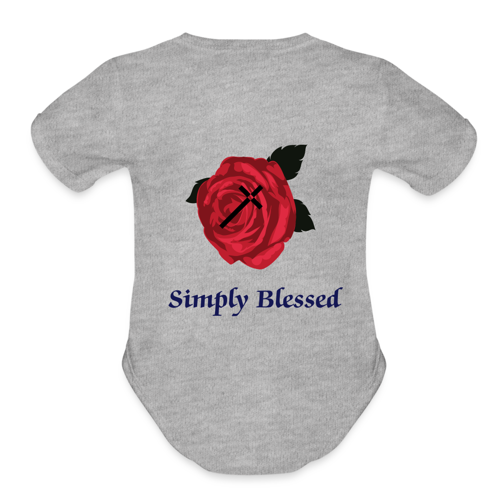 SIE CAPS SIMPLY BLESSED Organic Short Sleeve Baby Bodysuit - heather grey