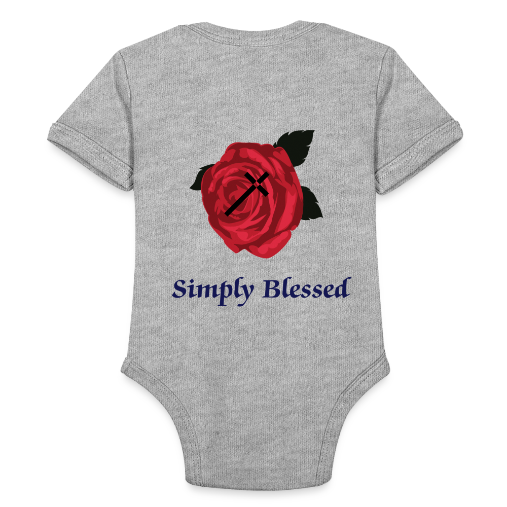 SIE CAPS SIMPLY BLESSED Organic Short Sleeve Baby Bodysuit - heather grey