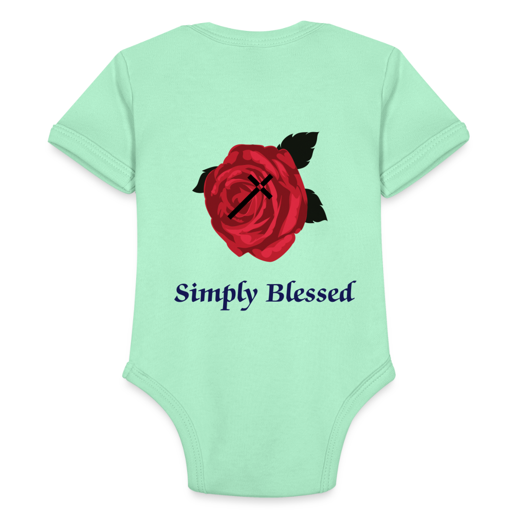 SIE CAPS SIMPLY BLESSED Organic Short Sleeve Baby Bodysuit - light mint