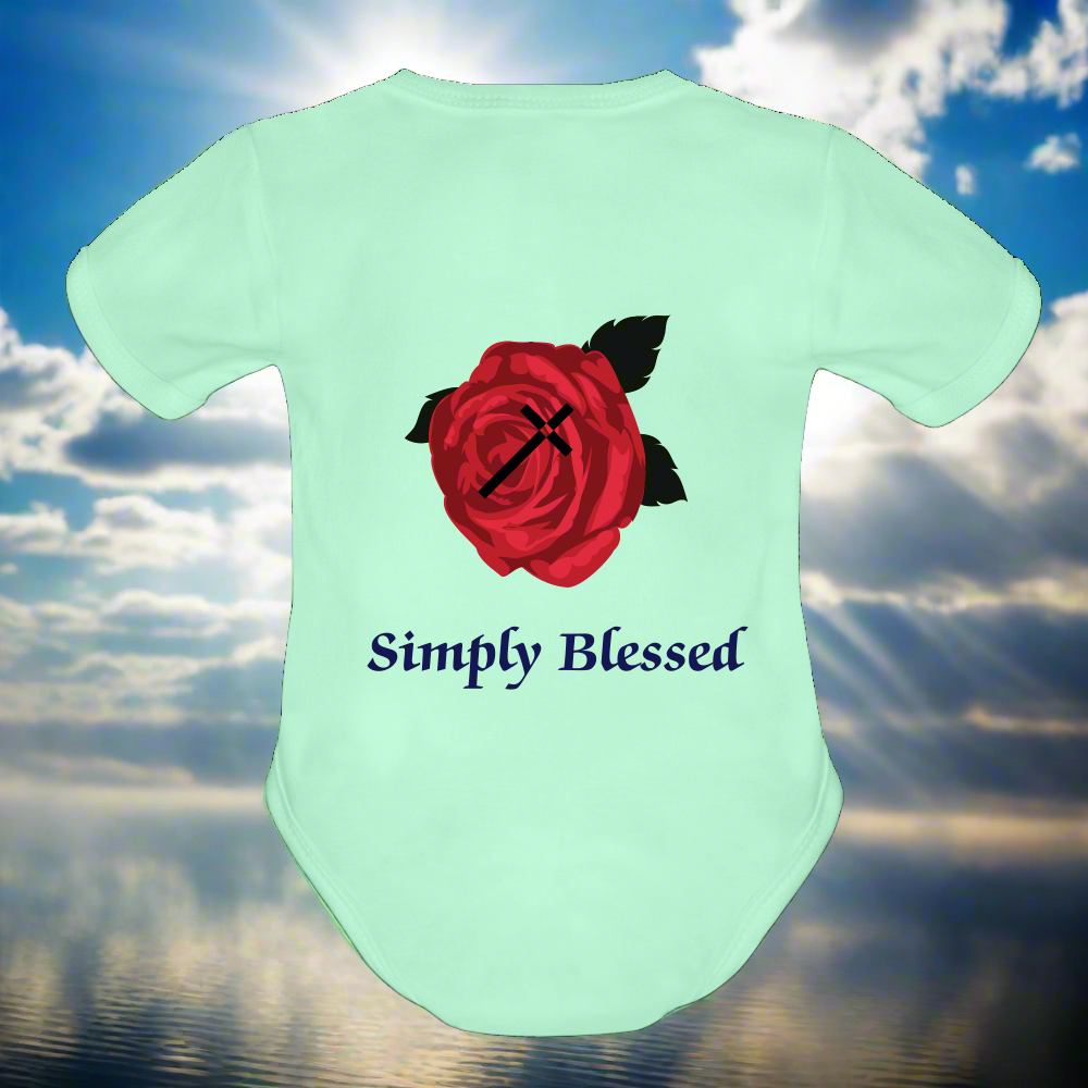 SIE CAPS SIMPLY BLESSED Organic Short Sleeve Baby Bodysuit - light mint