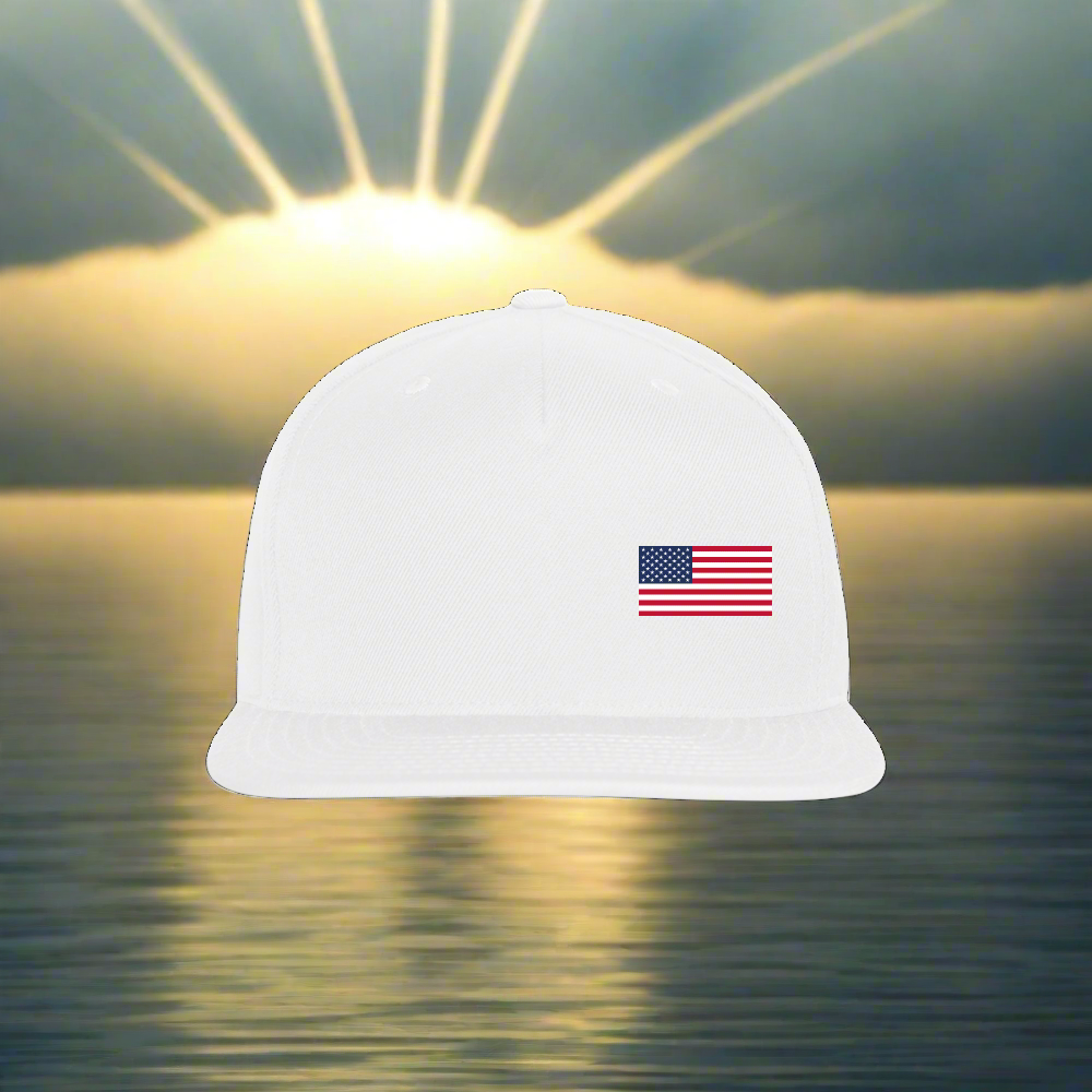 "USA FLAG" Authentic Snapback Baseball Cap - white