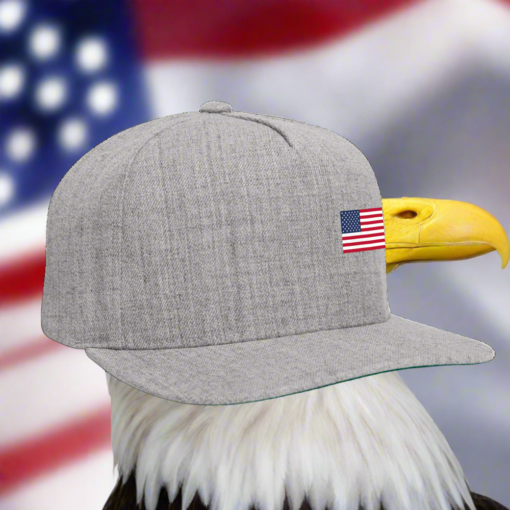 "USA FLAG" Authentic Snapback Baseball Cap - heather gray