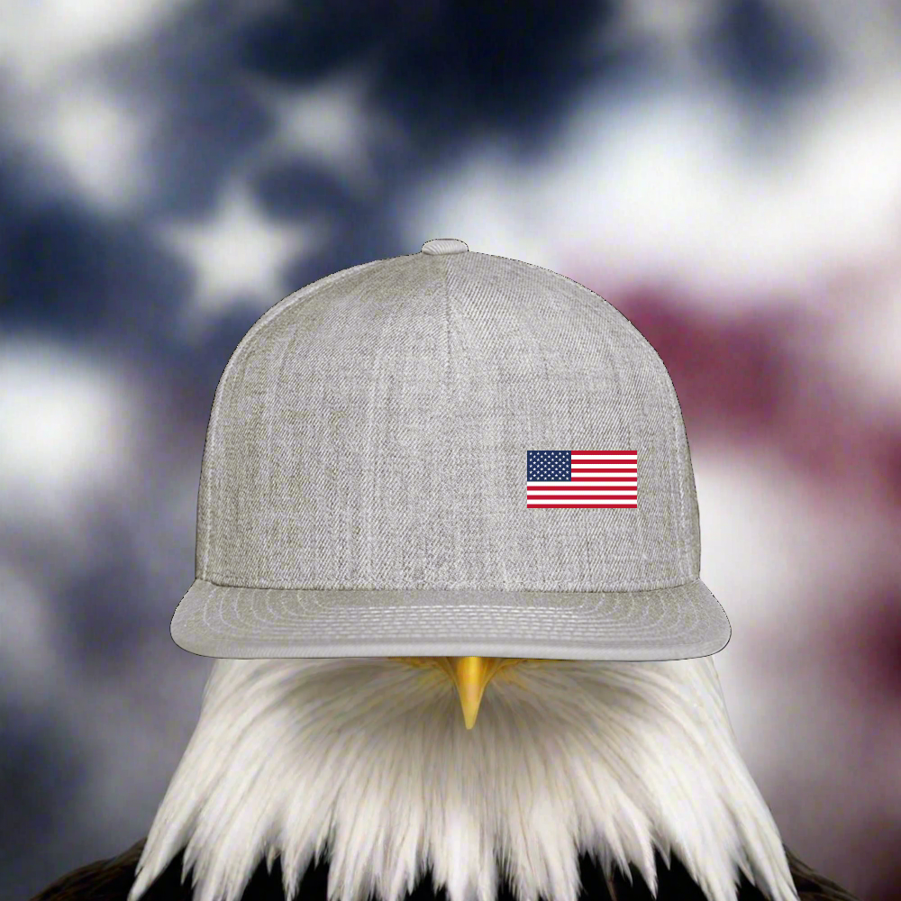 "USA FLAG" Authentic Snapback Baseball Cap - heather gray