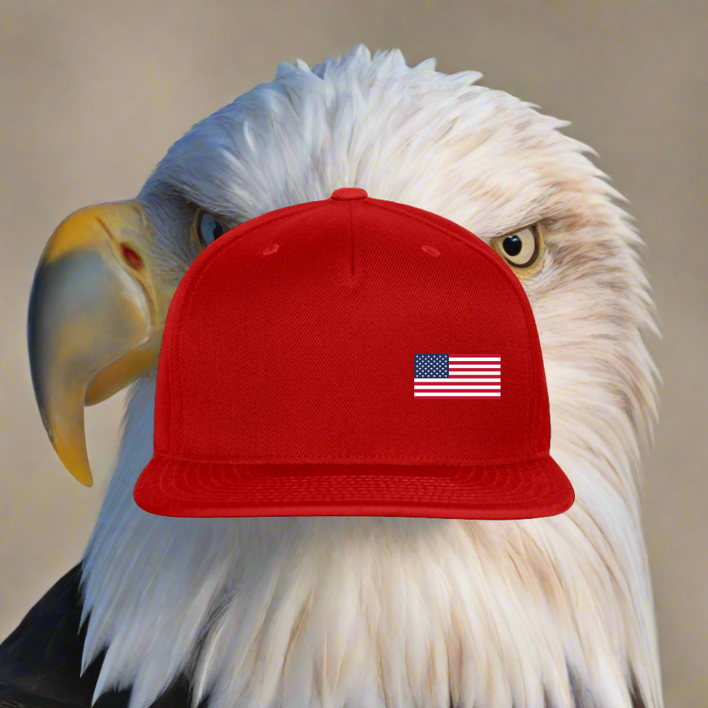 "USA FLAG" Authentic Snapback Baseball Cap - red