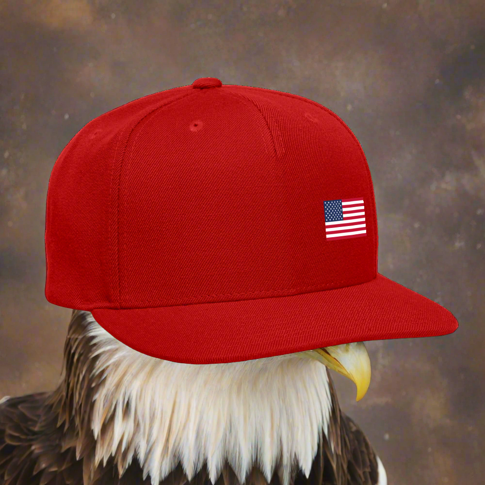 "USA FLAG" Authentic Snapback Baseball Cap - red