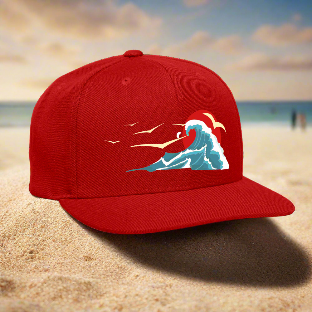 SIE CAPS SUNSET SEAGULLS Authentic Snapback Baseball Cap - red