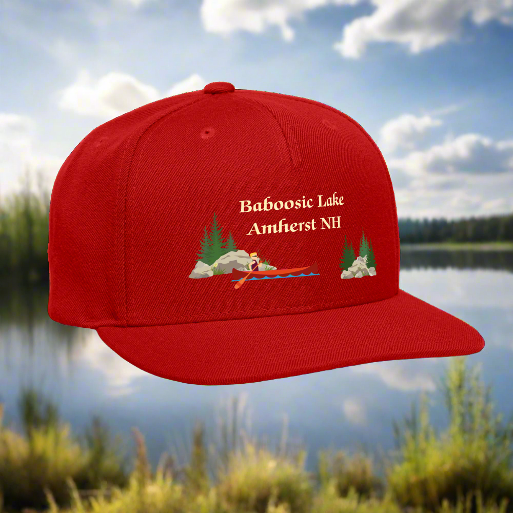 SIE CAPS "Baboosic Lake Amherst NH" Authentic Snapback Baseball Cap - red