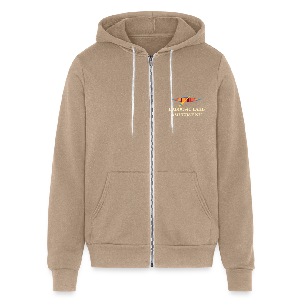 SIE CAPS "BABOOSIC LAKE AMHERST NH" Bella + Canvas Unisex Full Zip Hoodie - tan