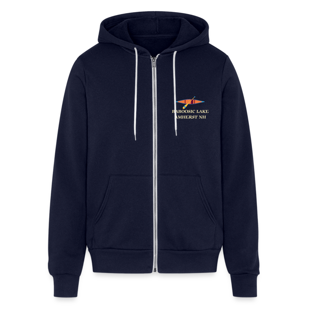 SIE CAPS "BABOOSIC LAKE AMHERST NH" Bella + Canvas Unisex Full Zip Hoodie - navy