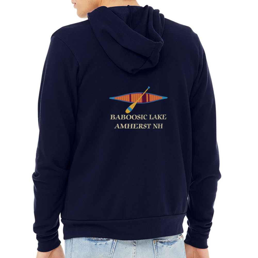 SIE CAPS "BABOOSIC LAKE AMHERST NH" Bella + Canvas Unisex Full Zip Hoodie - navy