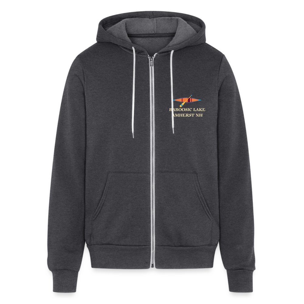 SIE CAPS "BABOOSIC LAKE AMHERST NH" Bella + Canvas Unisex Full Zip Hoodie - charcoal grey