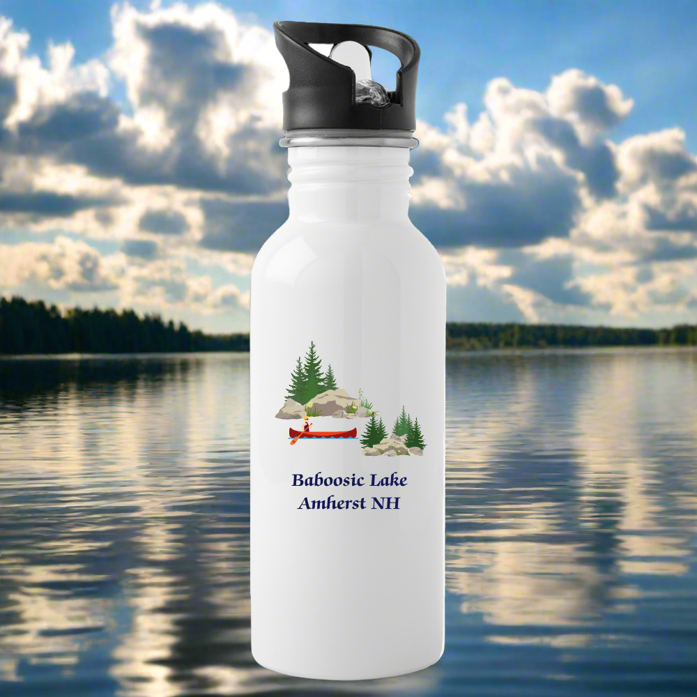 SIE CAPS BABOOSIC LAKE AMHERST NH Stainless Steel and Plastic  Water Bottle - white