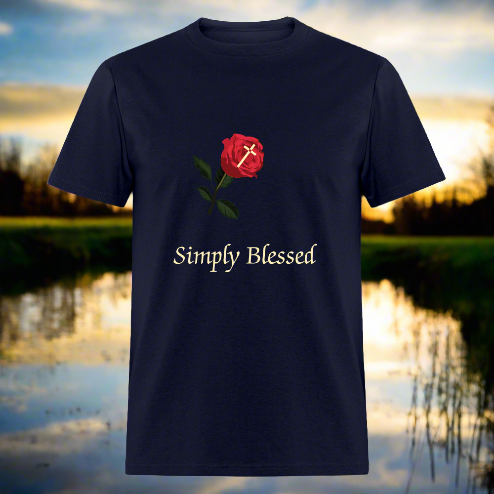 SIIE CAPS SIMPLY BLESSED CREAM LETTERING Unisex Classic T-ShirtUnisex Classic T-Shirt - navy