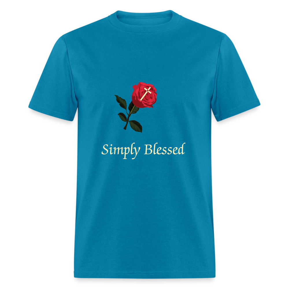 SIE CAPS SIMPLY BLESSED CREAM LETTERING Unisex Classic T-Shirt - turquoise