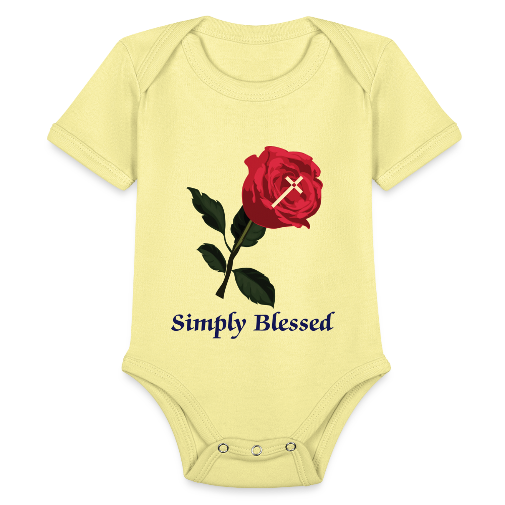 SIE CAPS SIMPLY LESSED Organic Short Sleeve Baby Bodysuit - washed yellow