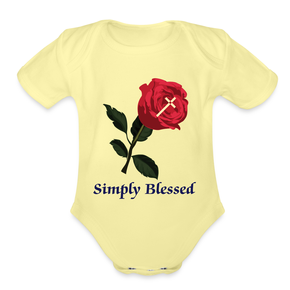 SIE CAPS SIMPLY LESSED Organic Short Sleeve Baby Bodysuit - washed yellow