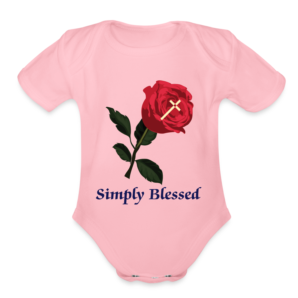 SIE CAPS SIMPLY LESSED Organic Short Sleeve Baby Bodysuit - light pink