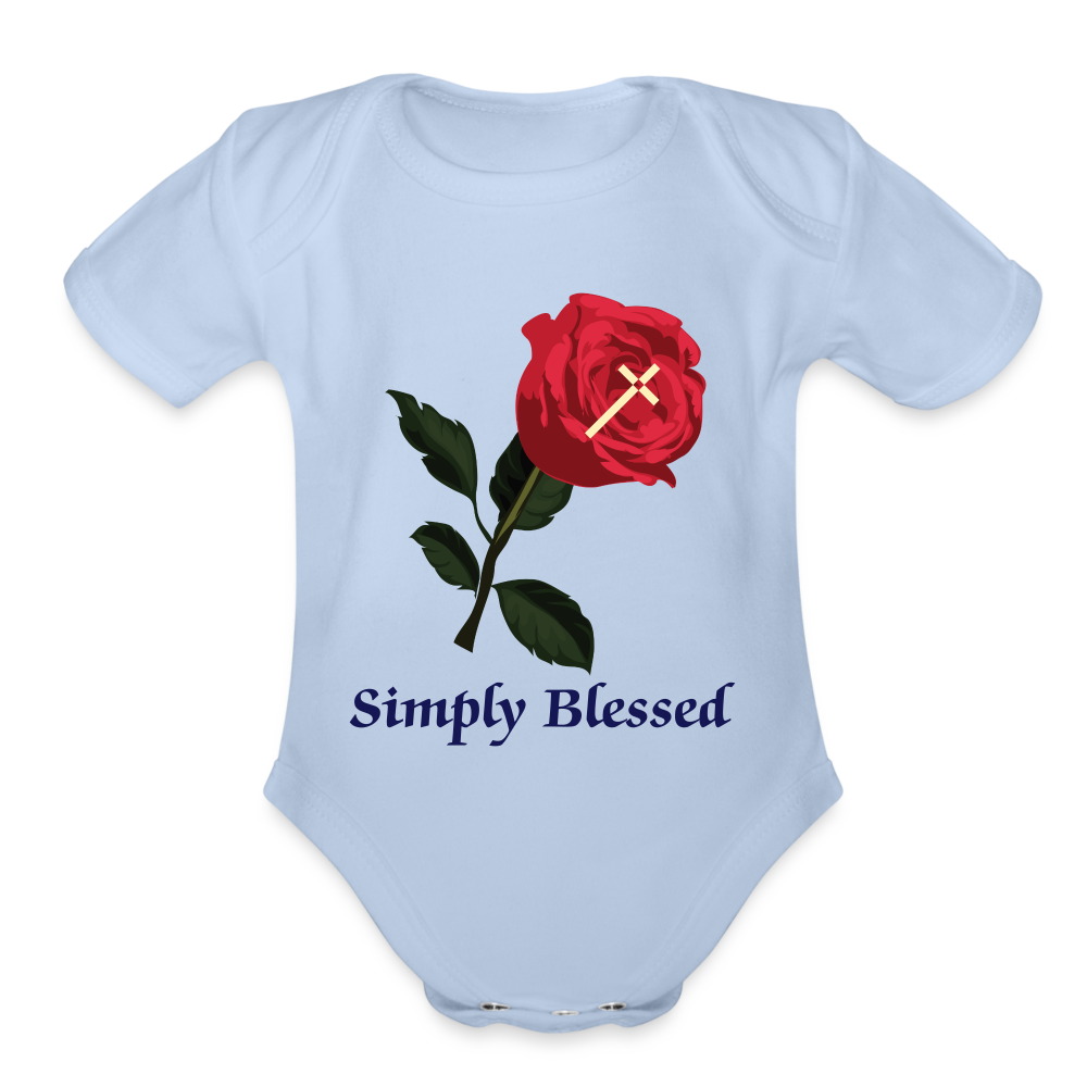 SIE CAPS SIMPLY LESSED Organic Short Sleeve Baby Bodysuit - sky