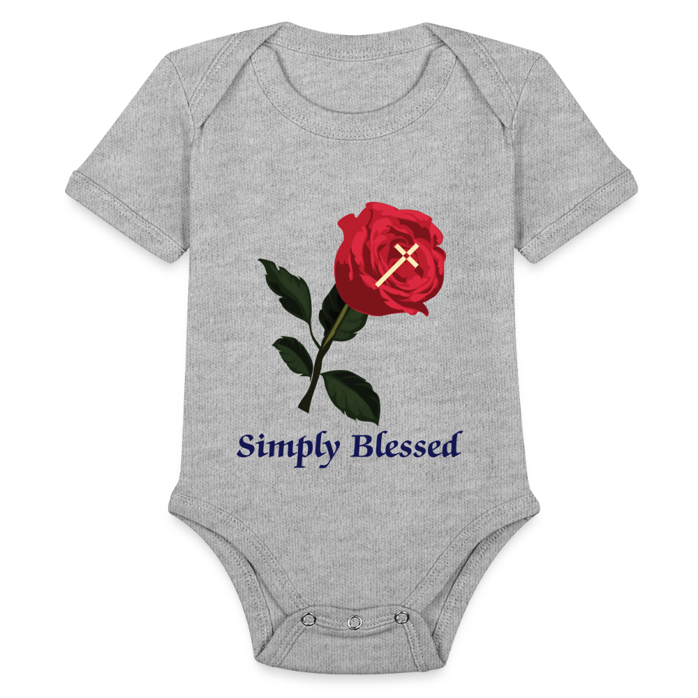 SIE CAPS SIMPLY LESSED Organic Short Sleeve Baby Bodysuit - heather grey