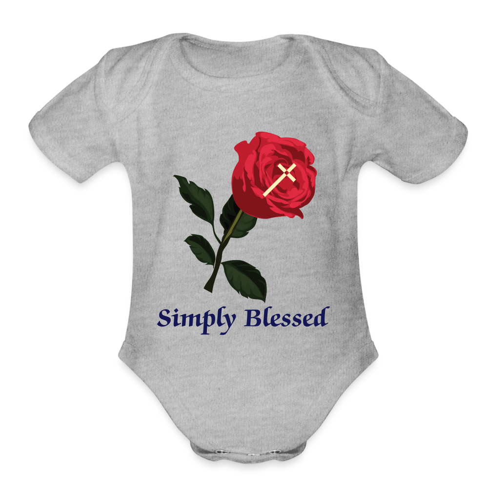 SIE CAPS SIMPLY LESSED Organic Short Sleeve Baby Bodysuit - heather grey