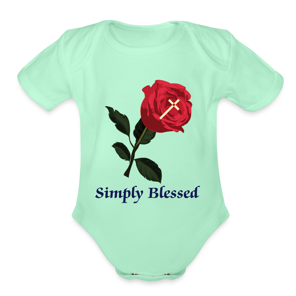 SIE CAPS SIMPLY LESSED Organic Short Sleeve Baby Bodysuit - light mint