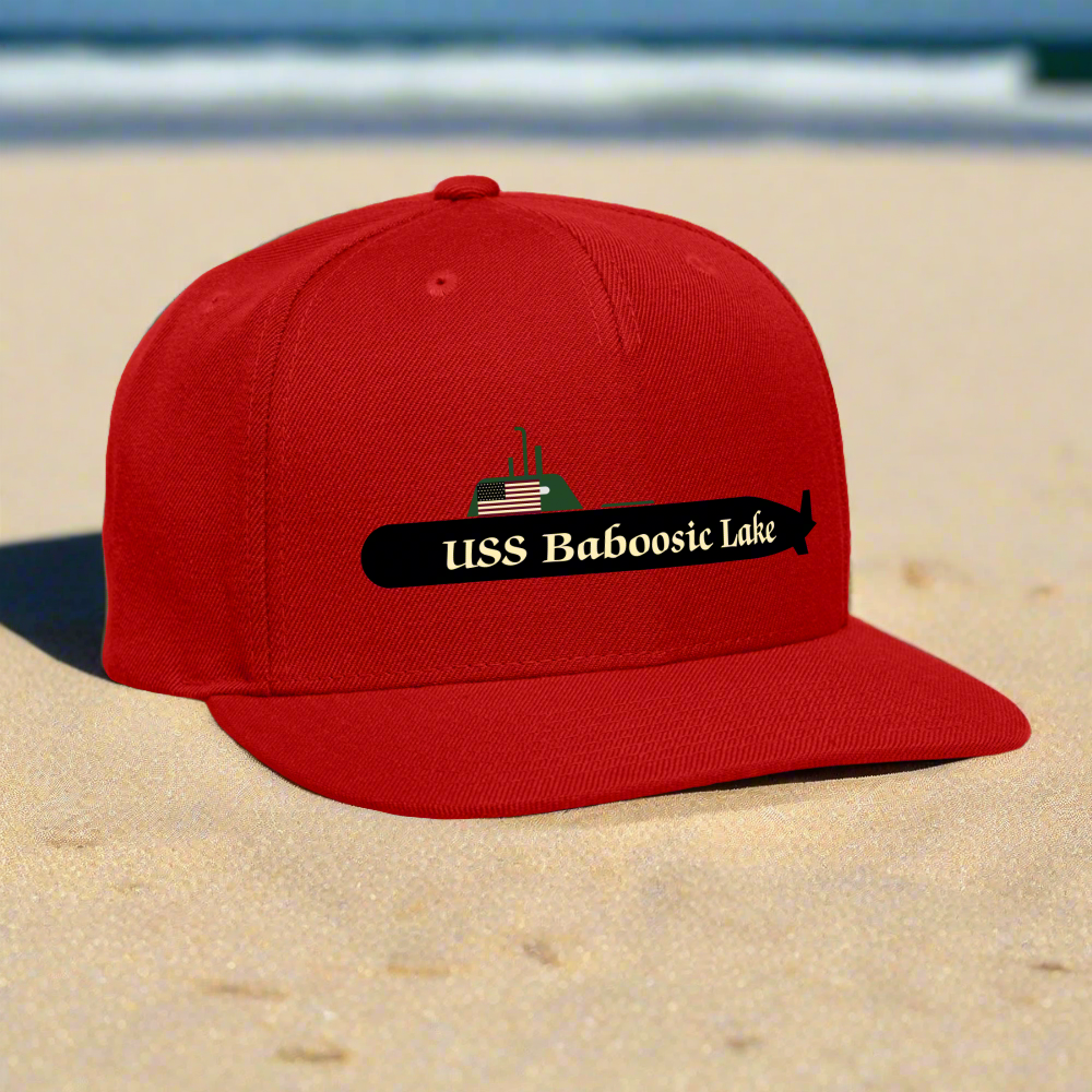 SIE CAPS "USS Baboosic Lake" Authentic Snapback Baseball Cap - red