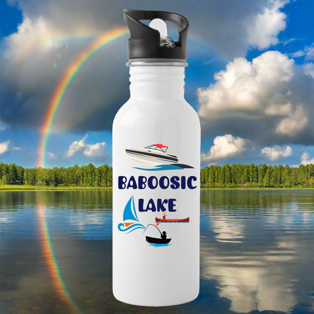 SIE CAPS BABOOSIC LAKE 20 oz. Stainless Steel Water Bottle - white