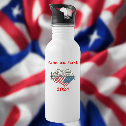 SIE CAPS AMERICA FIRST 2024 Stainless Steel Water Bottle - white