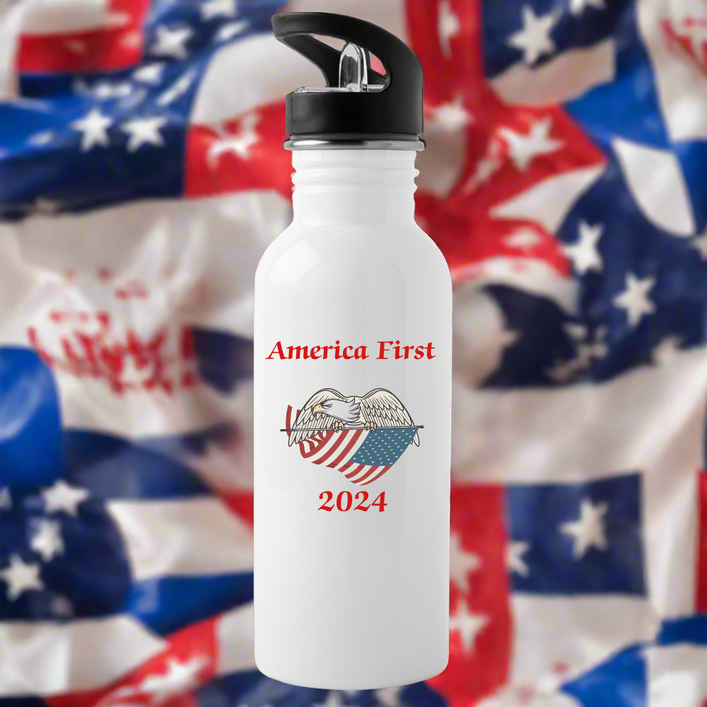 SIE CAPS AMERICA FIRST 2024 Stainless Steel Water Bottle - white