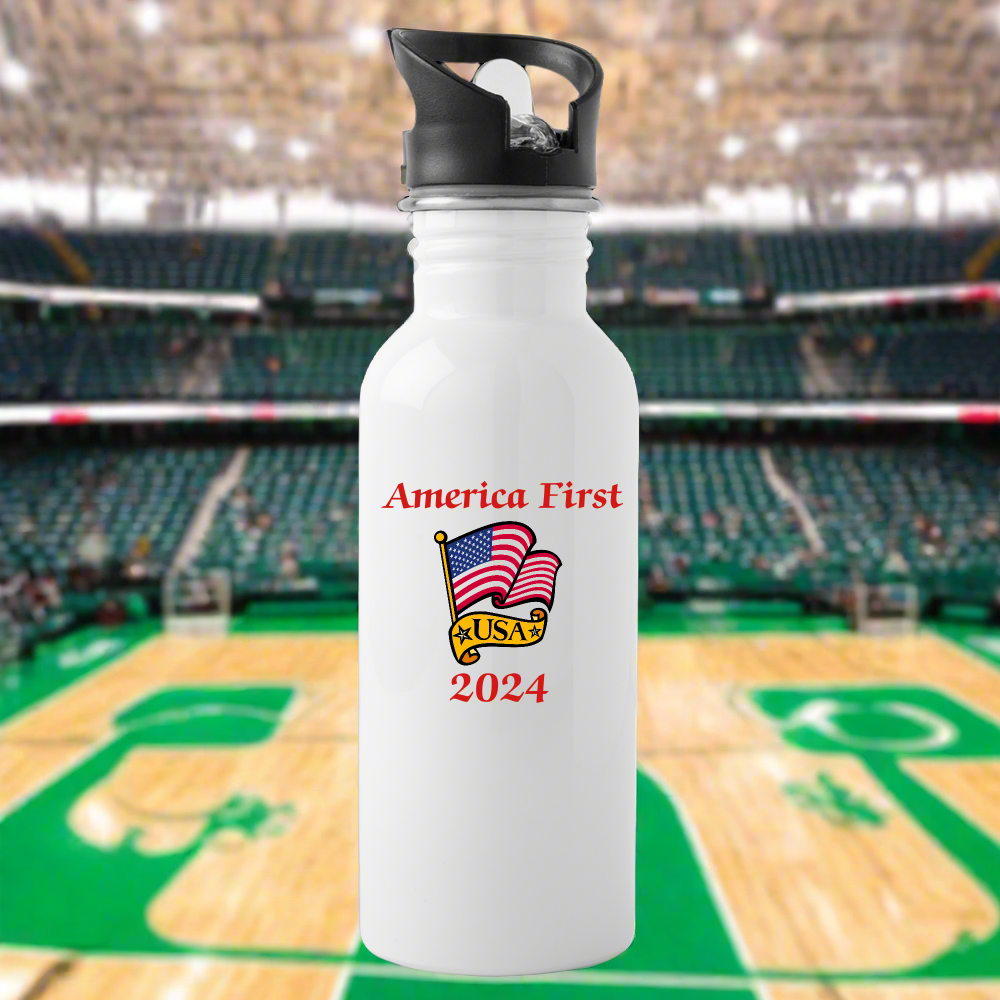 SIE CAPS AMERICA FIRST FLAG Stainless Steel Water Bottle - white