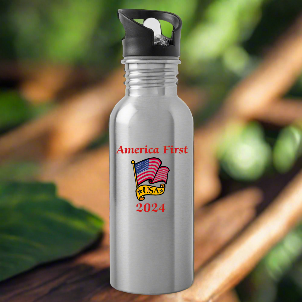 SIE CAPS AMERICA FIRST FLAG Stainless Steel Water Bottle - silver