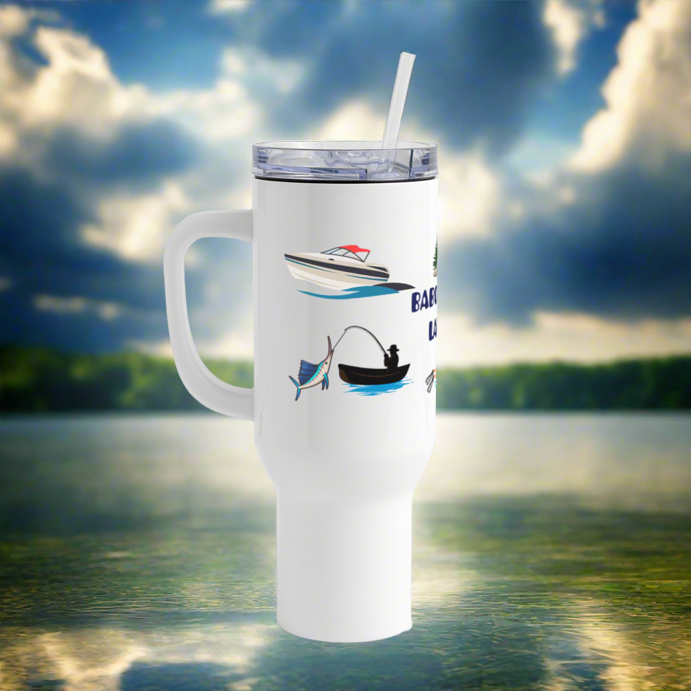 SIE CAPS BABOOSIC LAKE 40 oz Stainless Steel Travel Tumbler - white