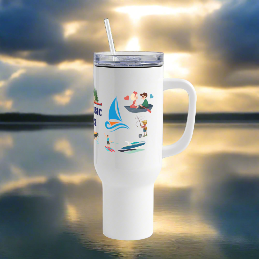 SIE CAPS BABOOSIC LAKE 40 oz Stainless Steel Travel Tumbler - white