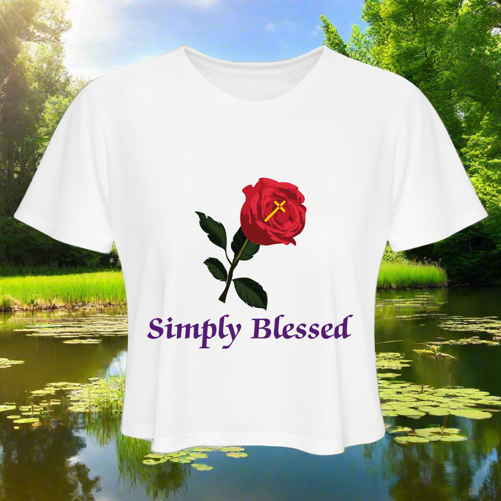 SIE CAPS SIMPLY BLESSED Bella Canvas Women's Cropped T-Shirt - white