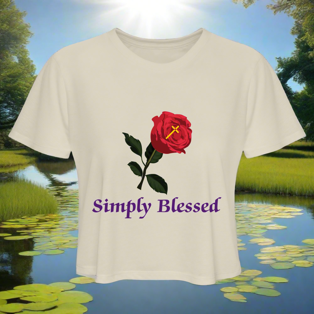 SIE CAPS SIMPLY BLESSED Bella Canvas Women's Cropped T-Shirt - dust