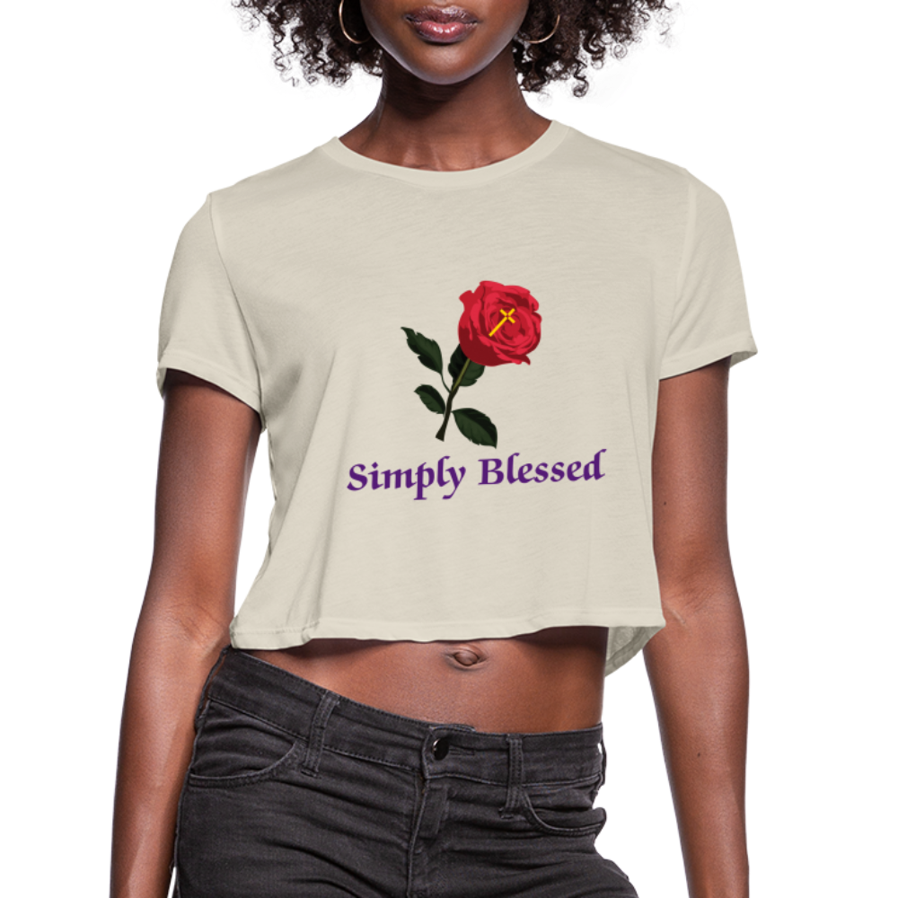 SIE CAPS SIMPLY BLESSED Bella Canvas Women's Cropped T-Shirt - dust