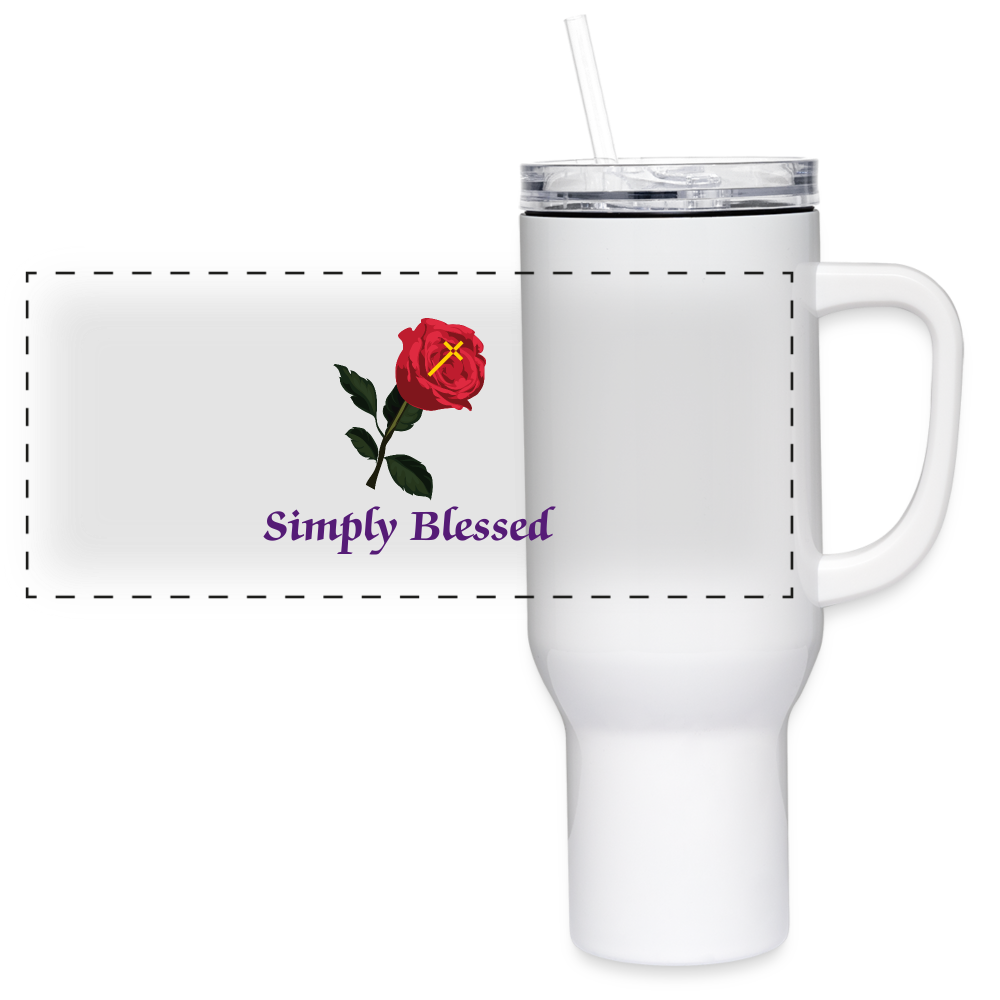 SIE CAPS SIMPLY BLESSED 40 oz Stainless Steel Travel Tumbler - white